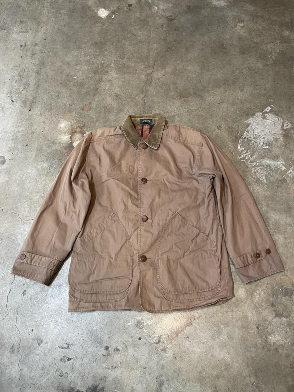 Vintage J. Crew Oarsman Flannel Lined Chore Coat